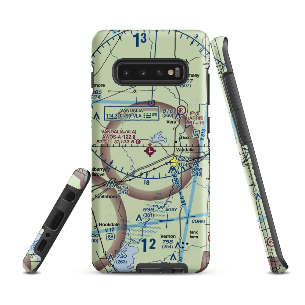 Vandalia Municipal Airport (VLA) VFR Sectional Samsung Phone Case Samsung Galaxy S10 Plus model shown