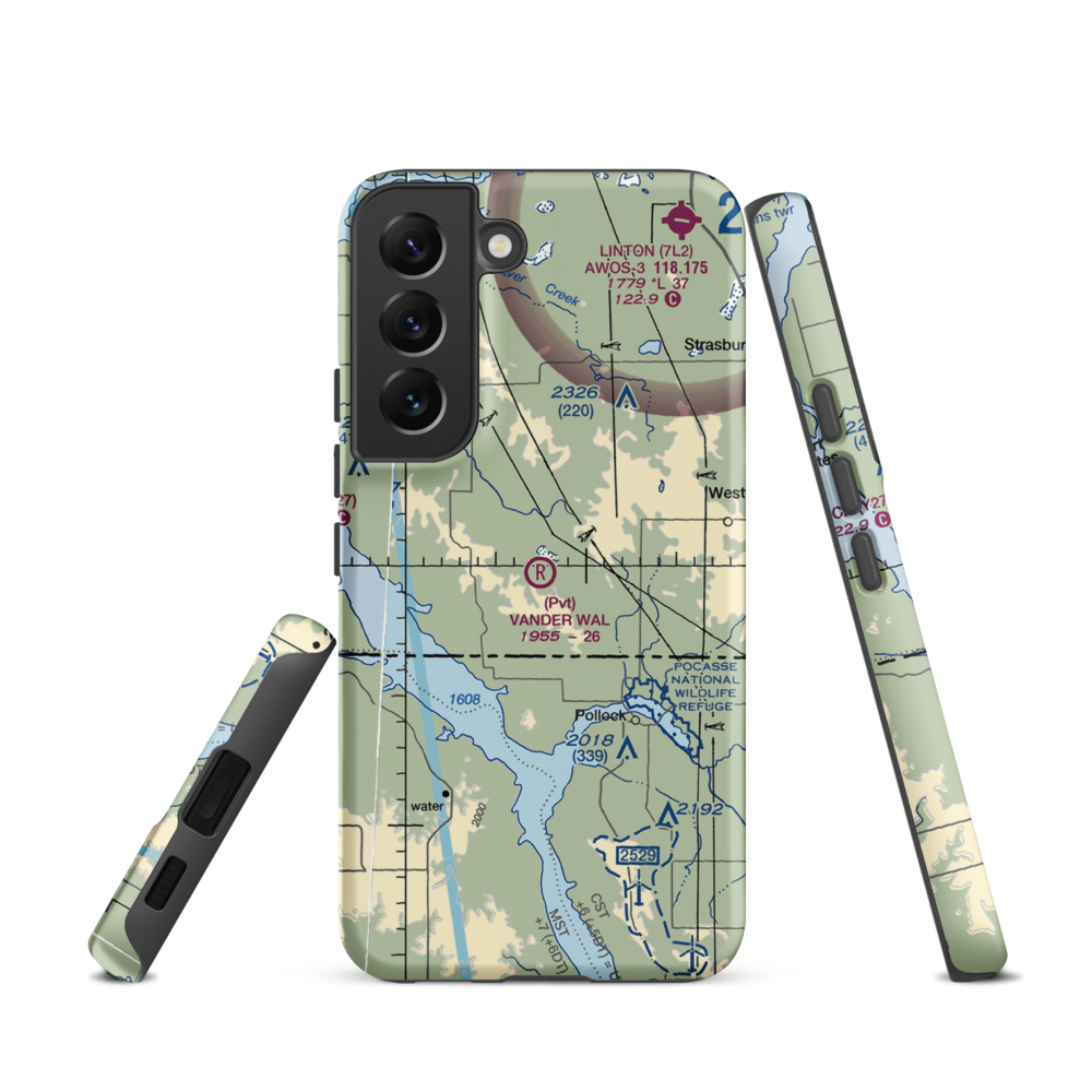 Vander Wal Private Airport (SD74) VFR Sectional Samsung Phone Case Samsung Galaxy S22 model shown