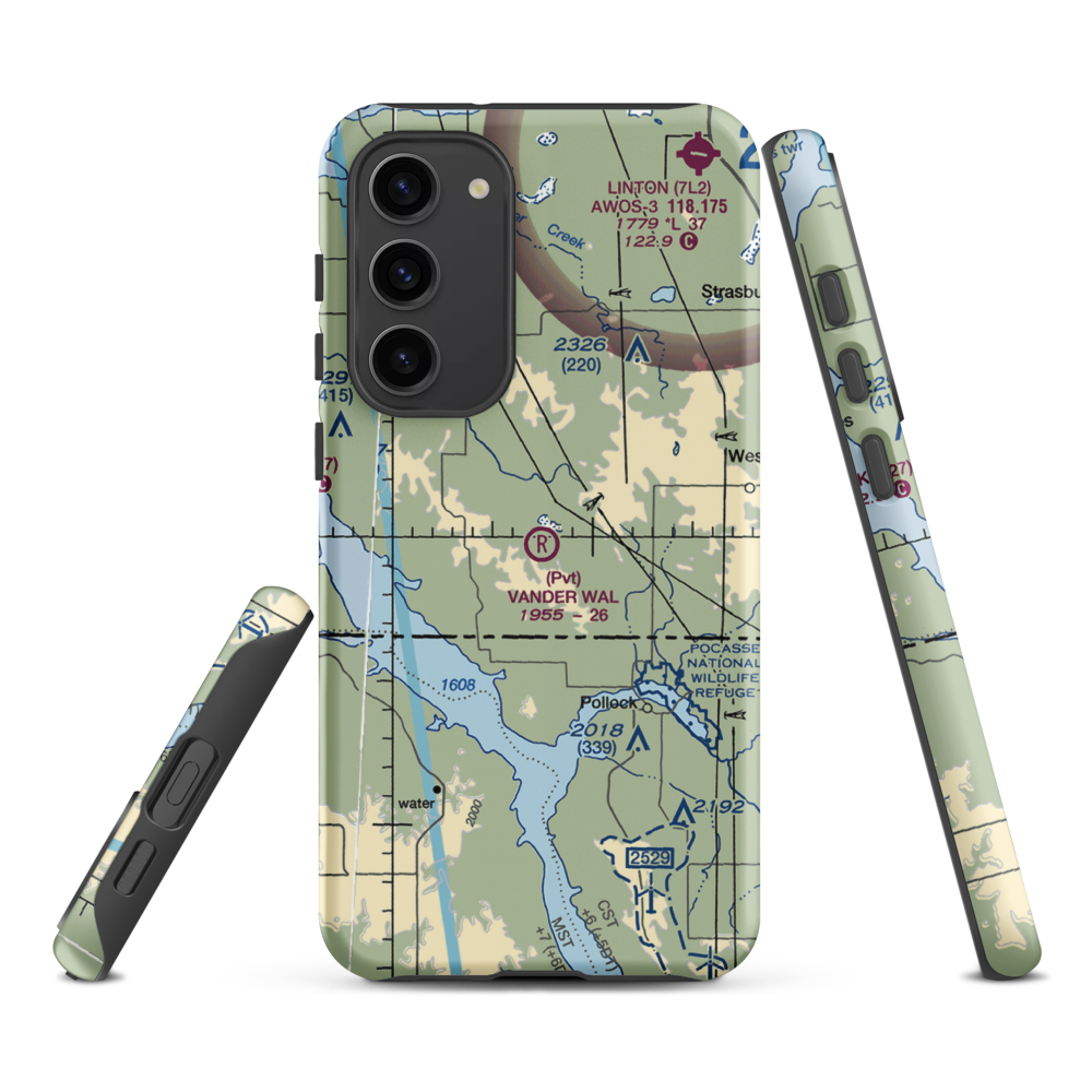Vander Wal Private Airport (SD74) VFR Sectional Samsung Phone Case Samsung Galaxy S23 Plus model shown