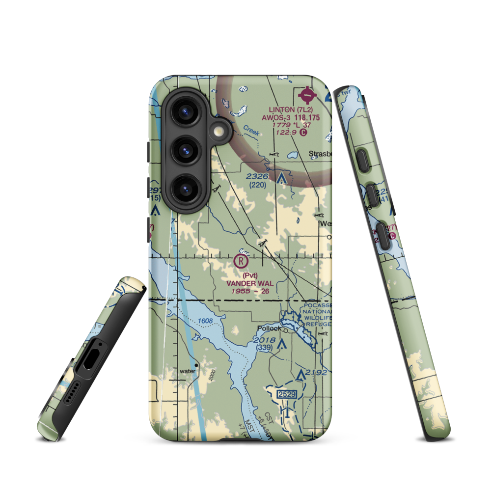 Vander Wal Private Airport (SD74) VFR Sectional Samsung Phone Case Samsung Galaxy S24 model shown