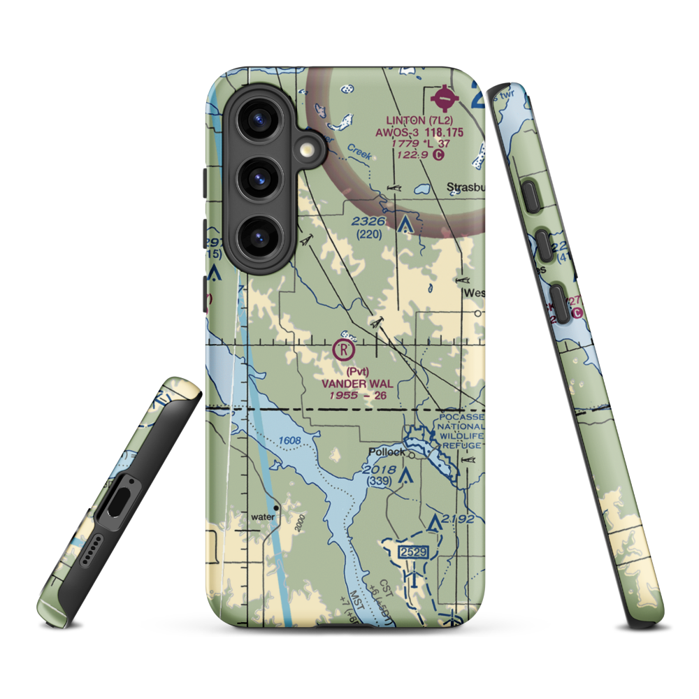 Vander Wal Private Airport (SD74) VFR Sectional Samsung Phone Case Samsung Galaxy S24 Plus model shown