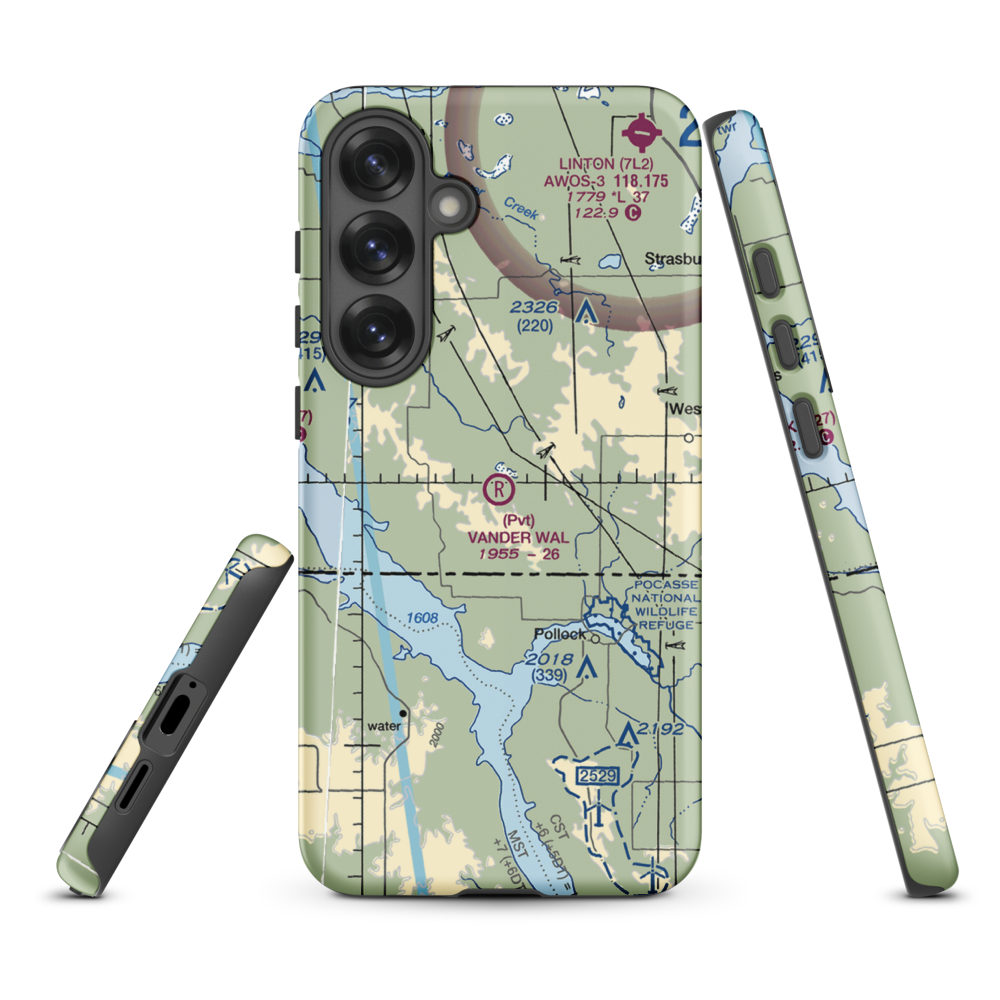 Vander Wal Private Airport (SD74) VFR Sectional Samsung Phone Case Samsung Galaxy S25 Plus model shown
