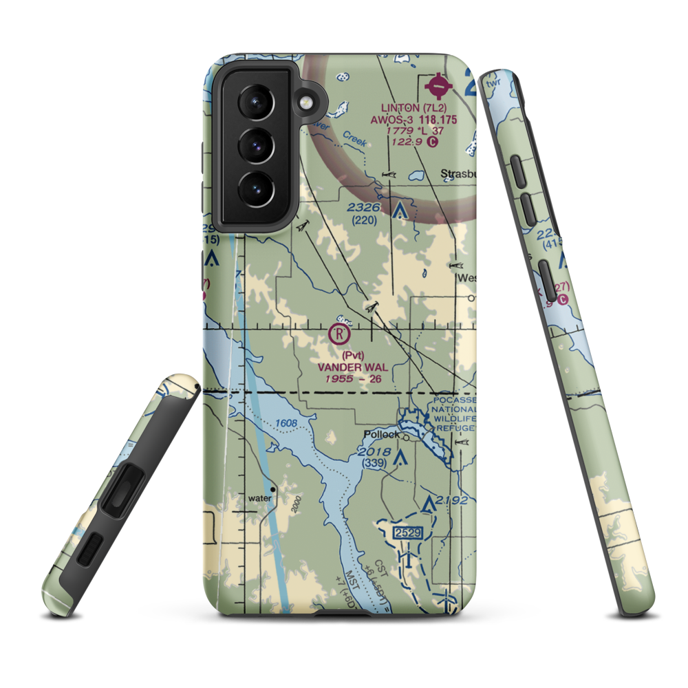 Vander Wal Private Airport (SD74) VFR Sectional Samsung Phone Case Samsung Galaxy S21 FE model shown