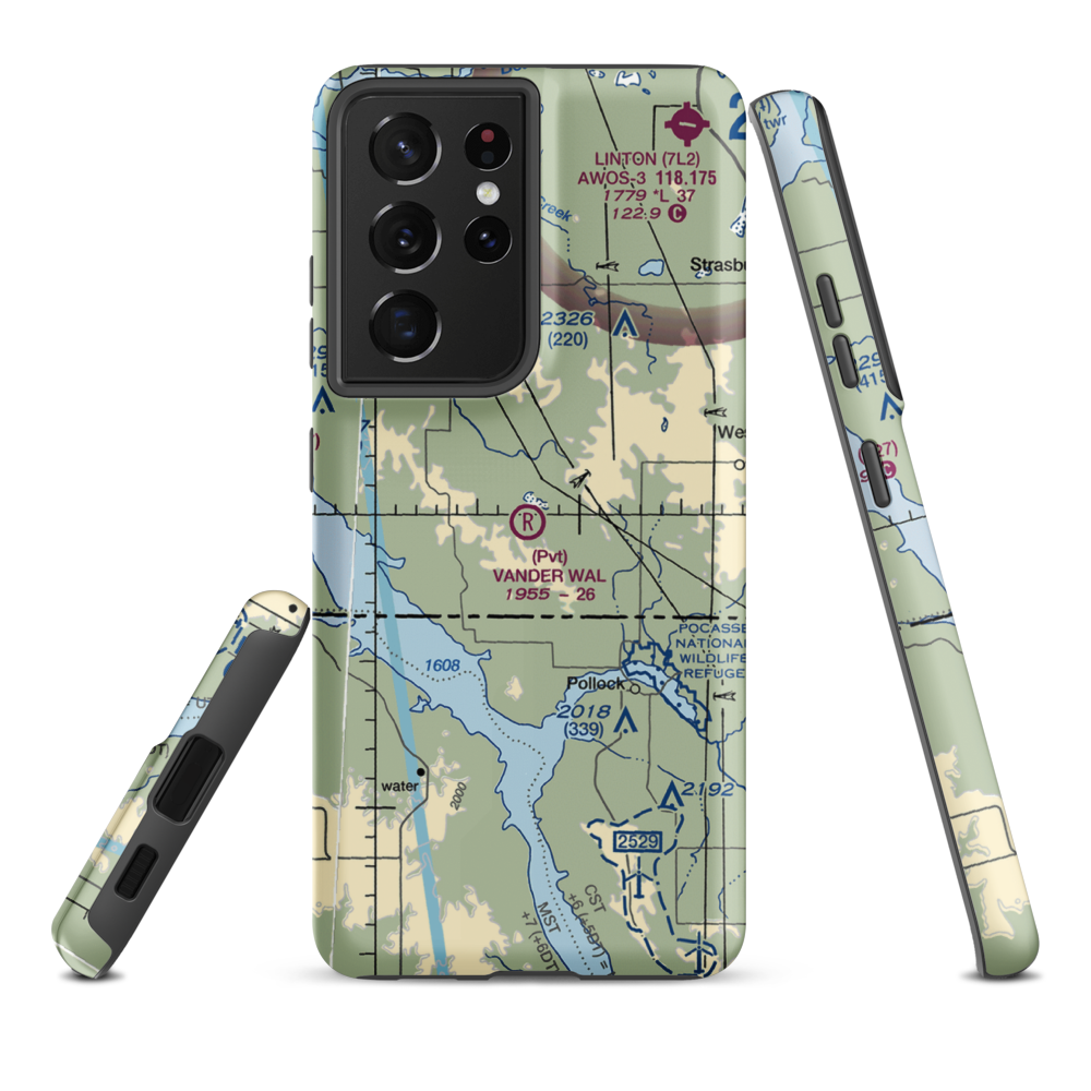 Vander Wal Private Airport (SD74) VFR Sectional Samsung Phone Case Samsung Galaxy S21 Plus model shown