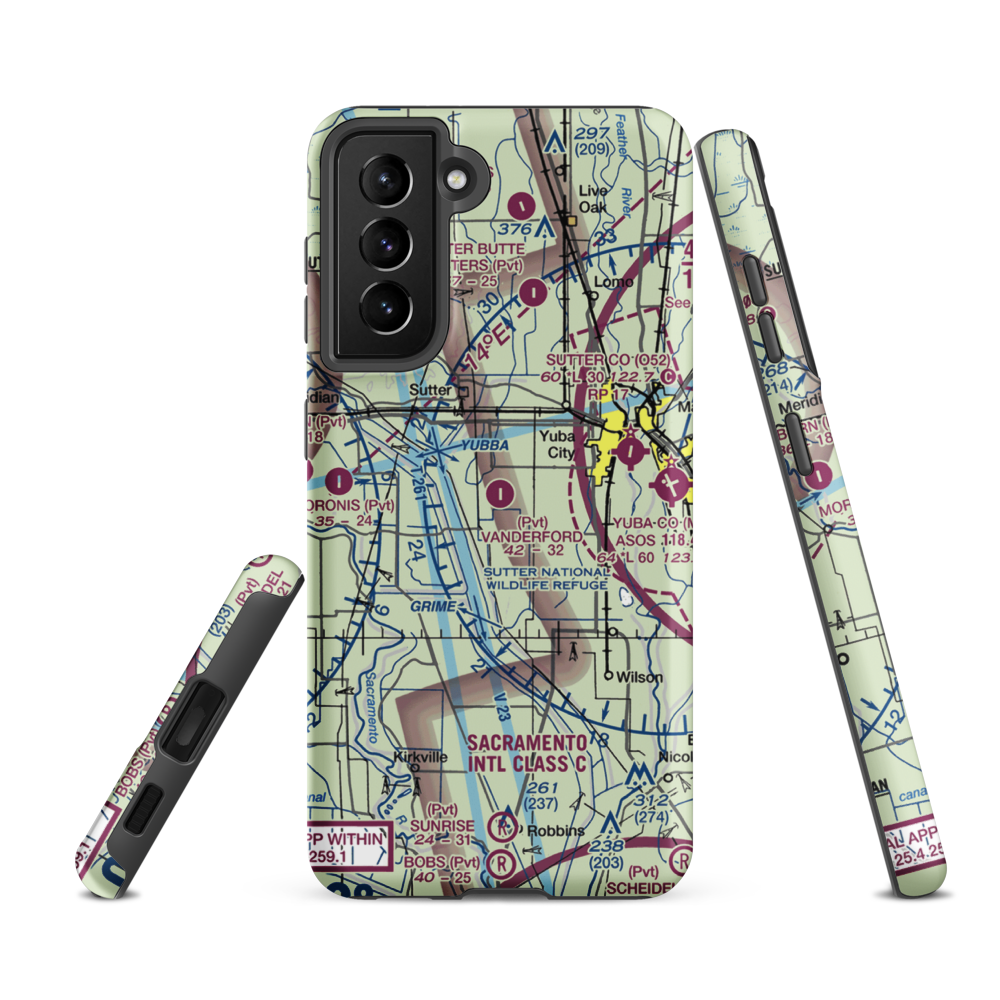 Vanderford Ranch Company Airport (CA73) VFR Sectional Samsung Phone Case Samsung Galaxy S21 FE model shown