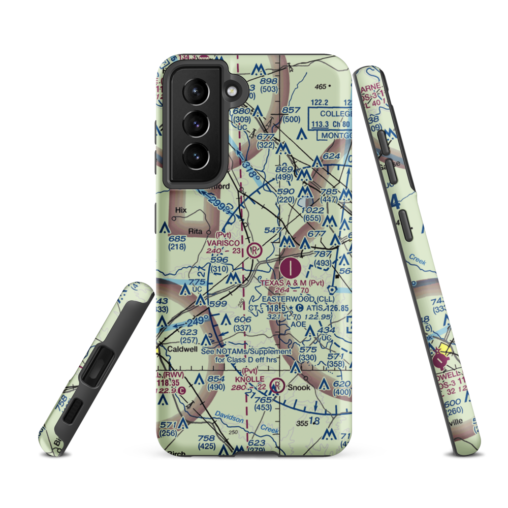 Varisco Airport (13TE) VFR Sectional Samsung Phone Case Samsung Galaxy S21 FE model shown