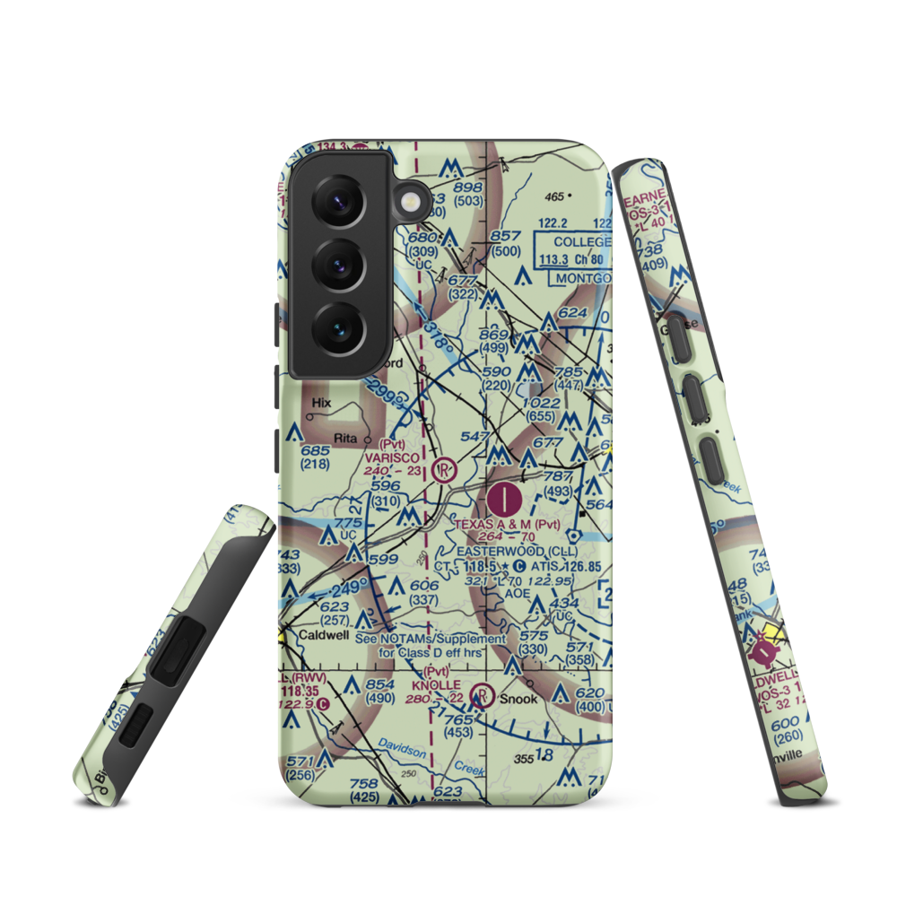 Varisco Airport (13TE) VFR Sectional Samsung Phone Case Samsung Galaxy S22 model shown