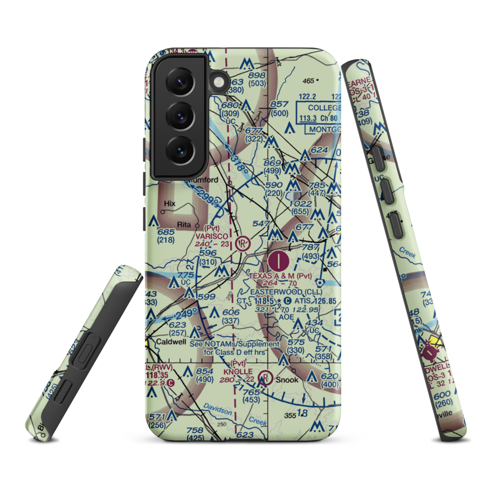 Varisco Airport (13TE) VFR Sectional Samsung Phone Case Samsung Galaxy S22 Plus model shown
