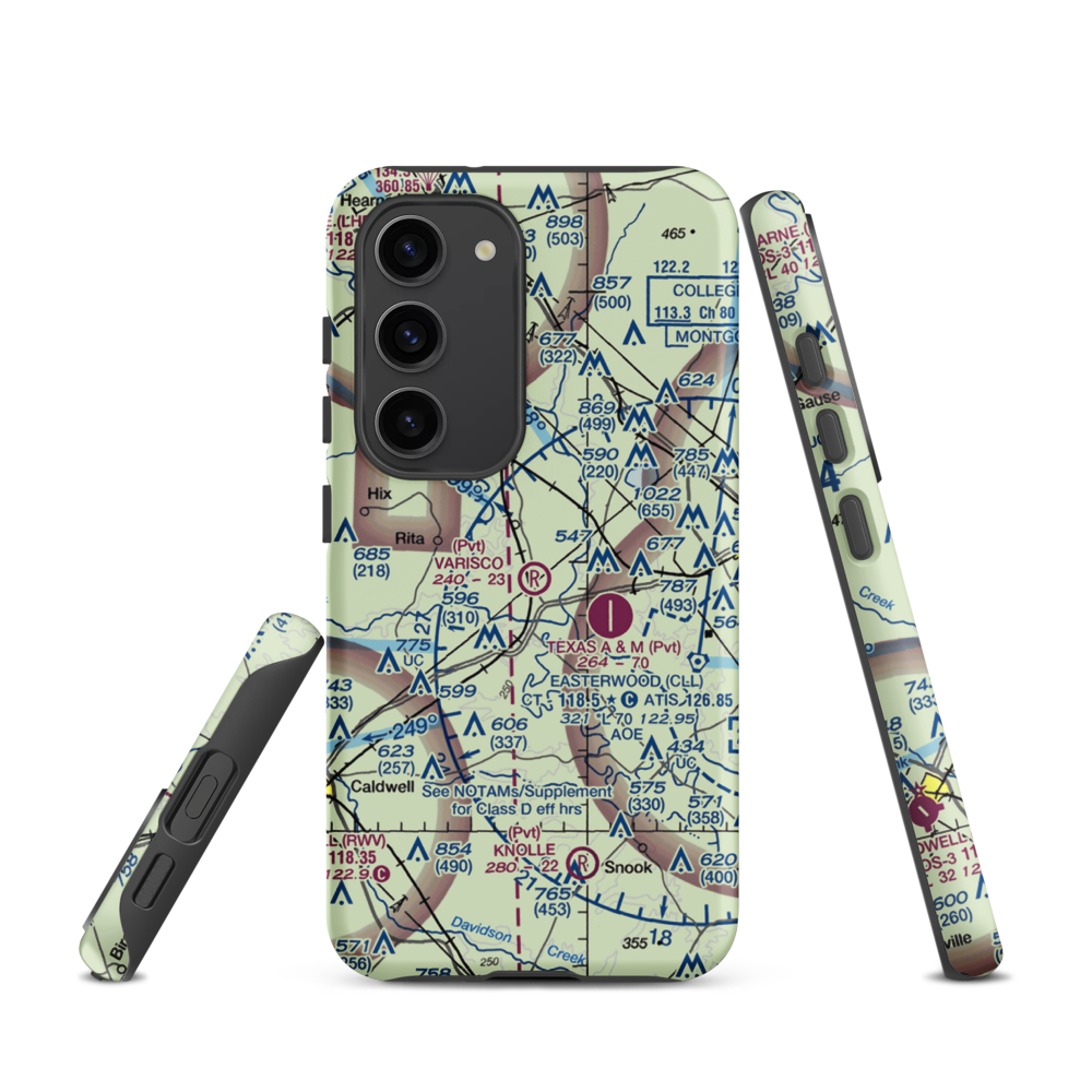 Varisco Airport (13TE) VFR Sectional Samsung Phone Case Samsung Galaxy S23 model shown