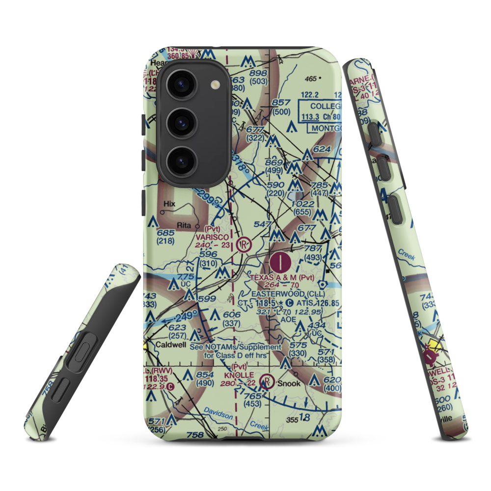 Varisco Airport (13TE) VFR Sectional Samsung Phone Case Samsung Galaxy S23 Plus model shown