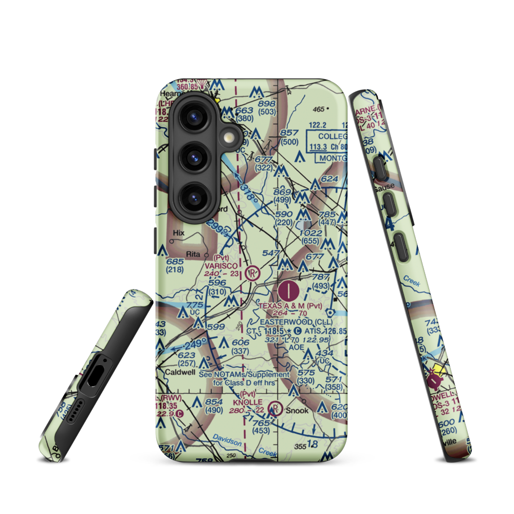 Varisco Airport (13TE) VFR Sectional Samsung Phone Case Samsung Galaxy S24 model shown