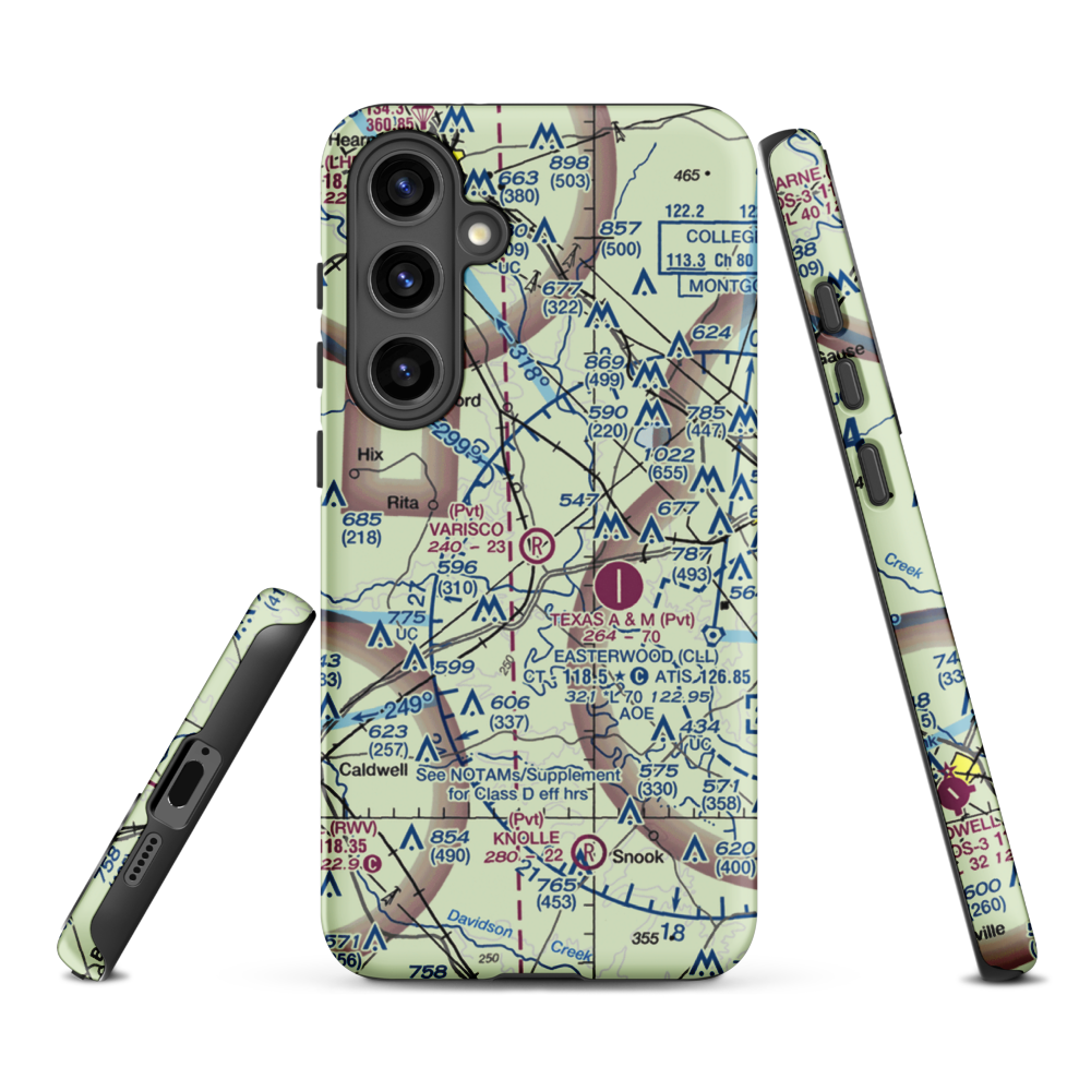 Varisco Airport (13TE) VFR Sectional Samsung Phone Case Samsung Galaxy S24 Plus model shown
