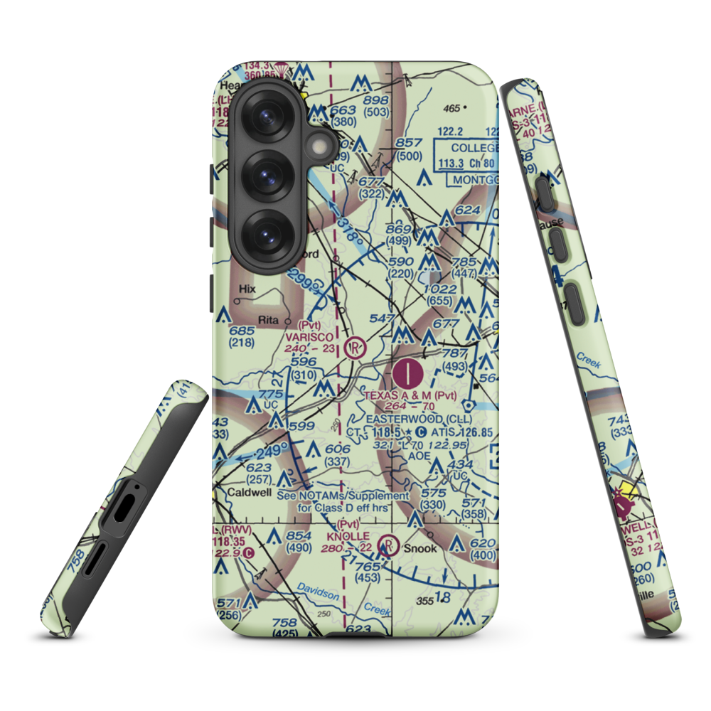Varisco Airport (13TE) VFR Sectional Samsung Phone Case Samsung Galaxy S25 Plus model shown
