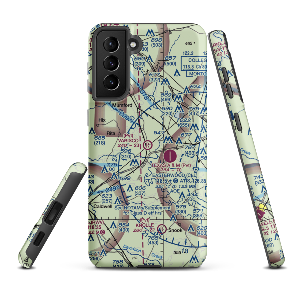 Varisco Airport (13TE) VFR Sectional Samsung Phone Case Samsung Galaxy S21 Plus model shown