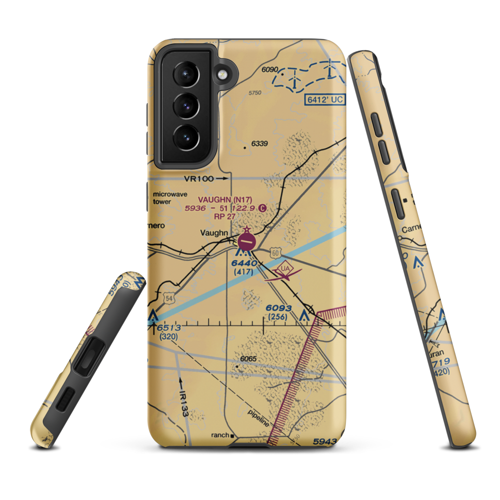 Vaughn Municipal Airport (N17) VFR Sectional Samsung Phone Case Samsung Galaxy S21 Plus model shown