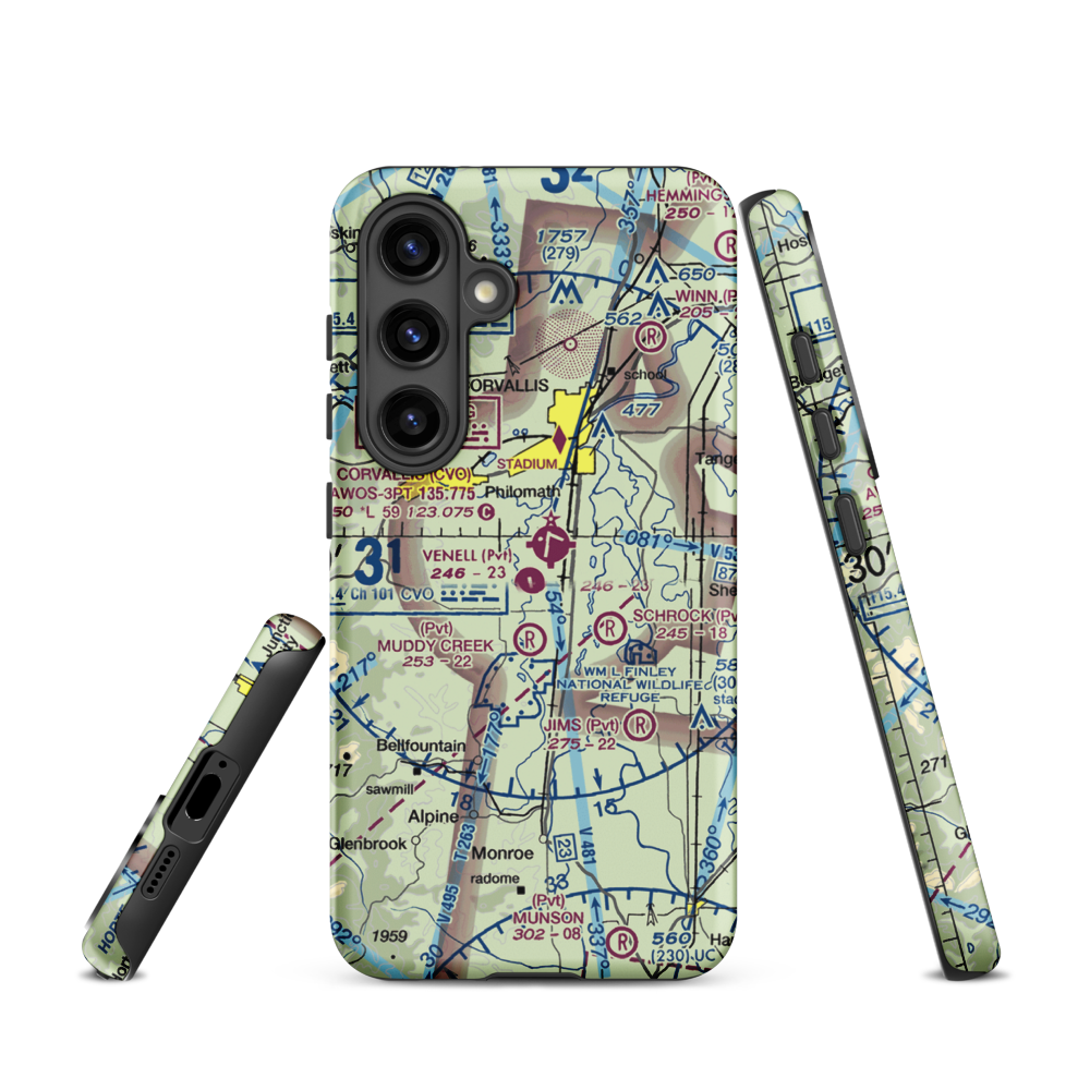 Venell Airport (OR52) VFR Sectional Samsung Phone Case Samsung Galaxy S24 model shown