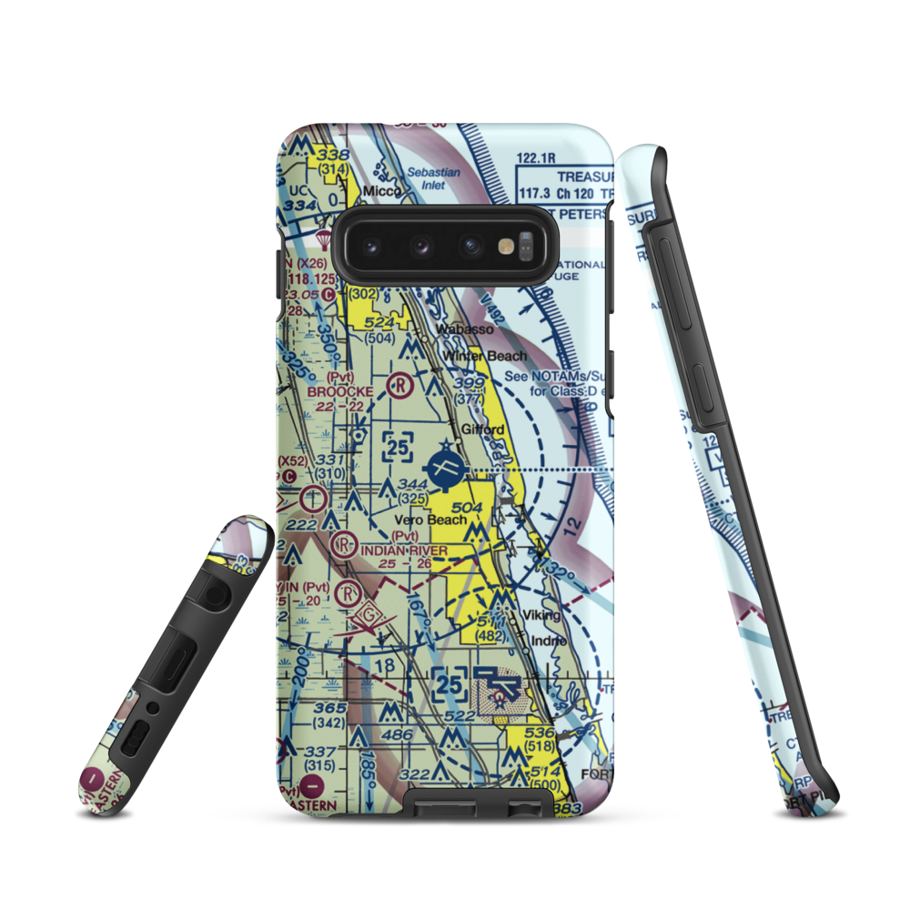 Vero Beach Regional Airport (VRB) VFR Sectional Samsung Phone Case Samsung Galaxy S10 model shown