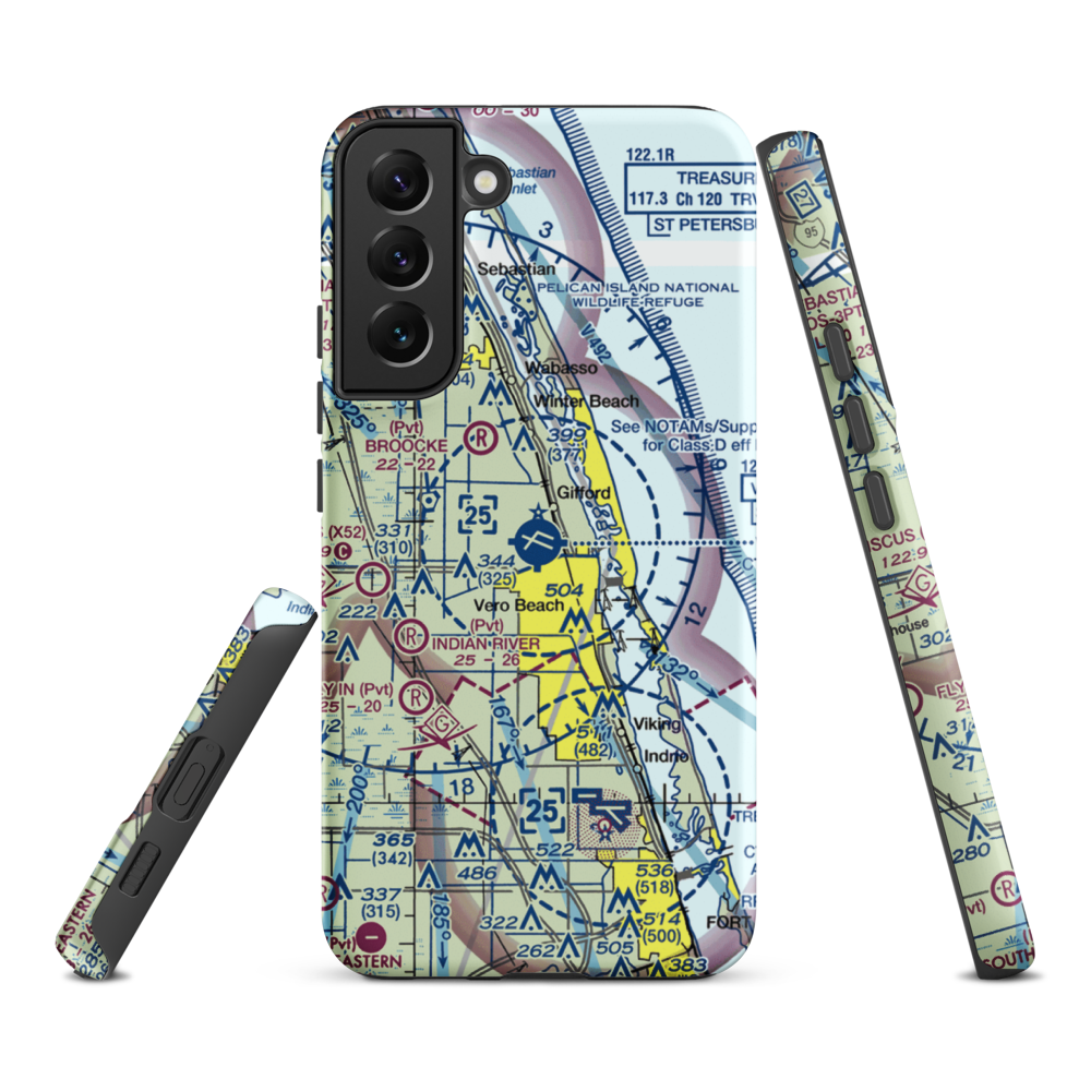 Vero Beach Regional Airport (VRB) VFR Sectional Samsung Phone Case Samsung Galaxy S22 Plus model shown