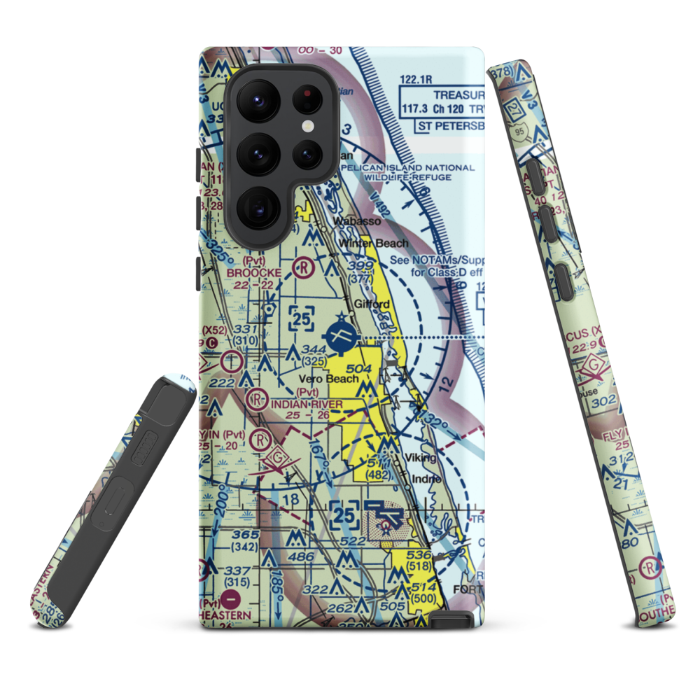 Vero Beach Regional Airport (VRB) VFR Sectional Samsung Phone Case Samsung Galaxy S22 Ultra model shown