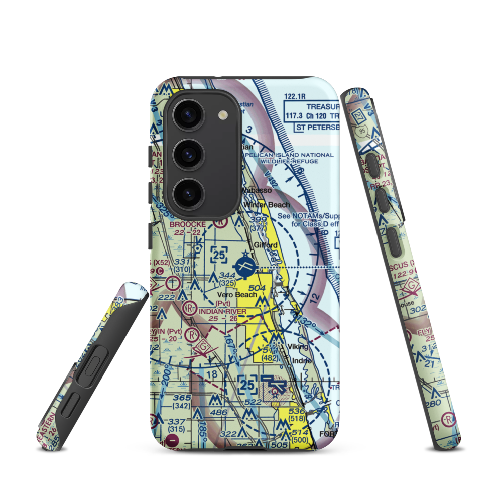 Vero Beach Regional Airport (VRB) VFR Sectional Samsung Phone Case Samsung Galaxy S23 model shown