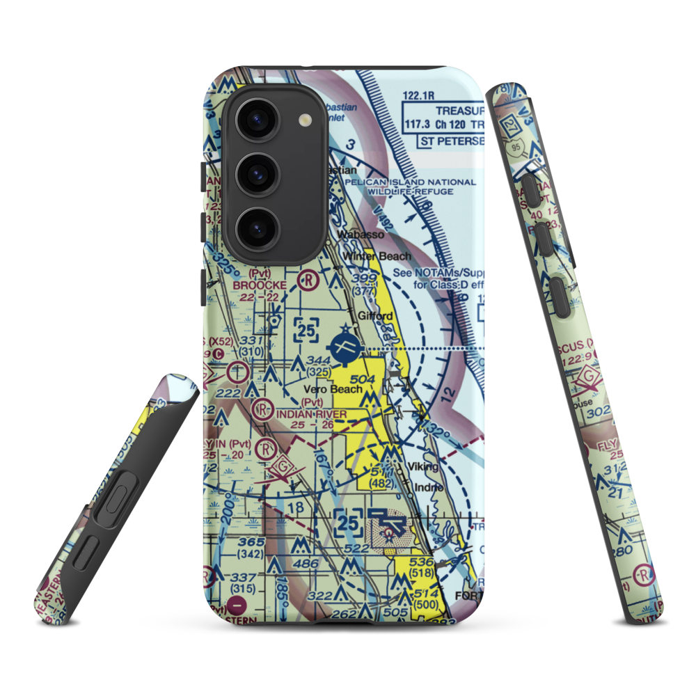 Vero Beach Regional Airport (VRB) VFR Sectional Samsung Phone Case Samsung Galaxy S23 Plus model shown