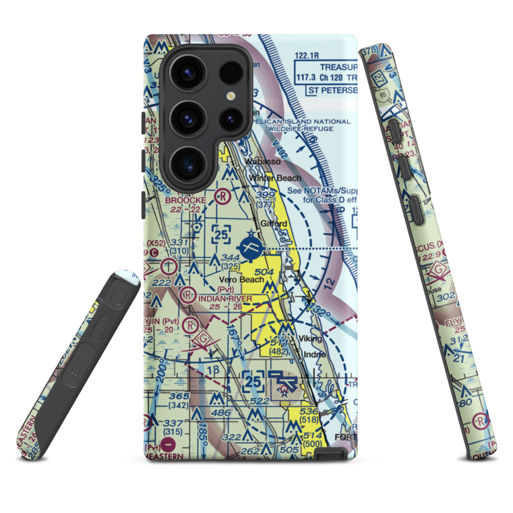 Vero Beach Regional Airport (VRB) VFR Sectional Samsung Phone Case Samsung Galaxy S23 Ultra model shown