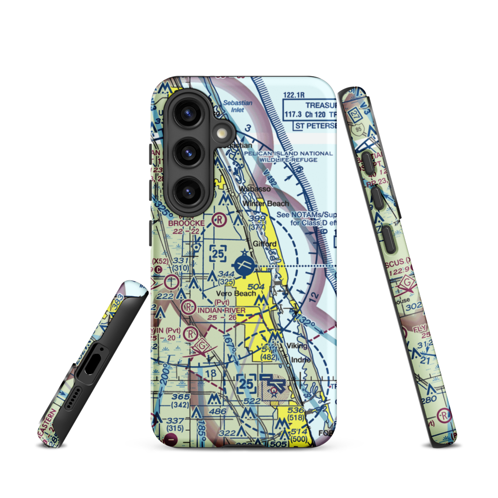 Vero Beach Regional Airport (VRB) VFR Sectional Samsung Phone Case Samsung Galaxy S24 model shown