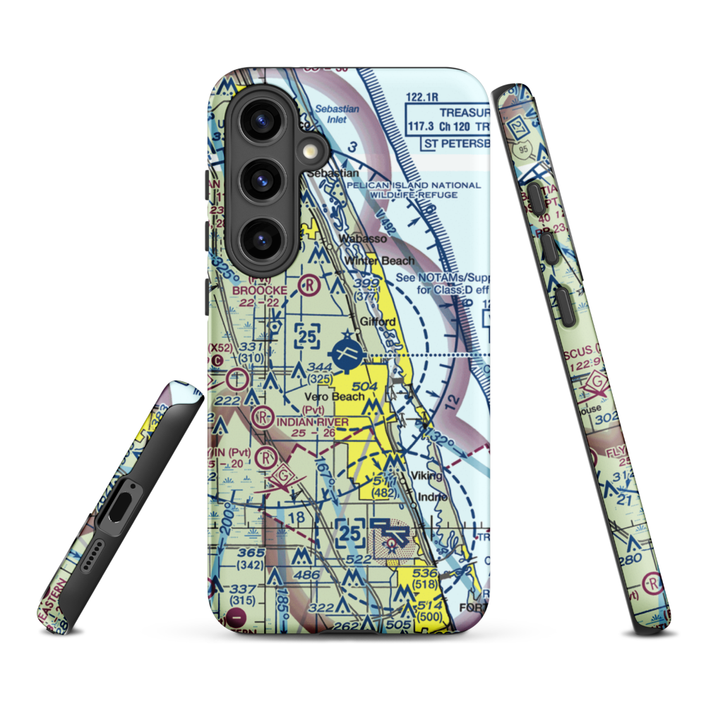 Vero Beach Regional Airport (VRB) VFR Sectional Samsung Phone Case Samsung Galaxy S24 Plus model shown