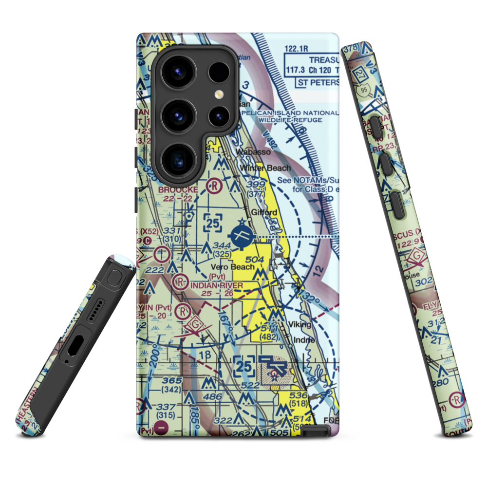 Vero Beach Regional Airport (VRB) VFR Sectional Samsung Phone Case Samsung Galaxy S24 Ultra model shown