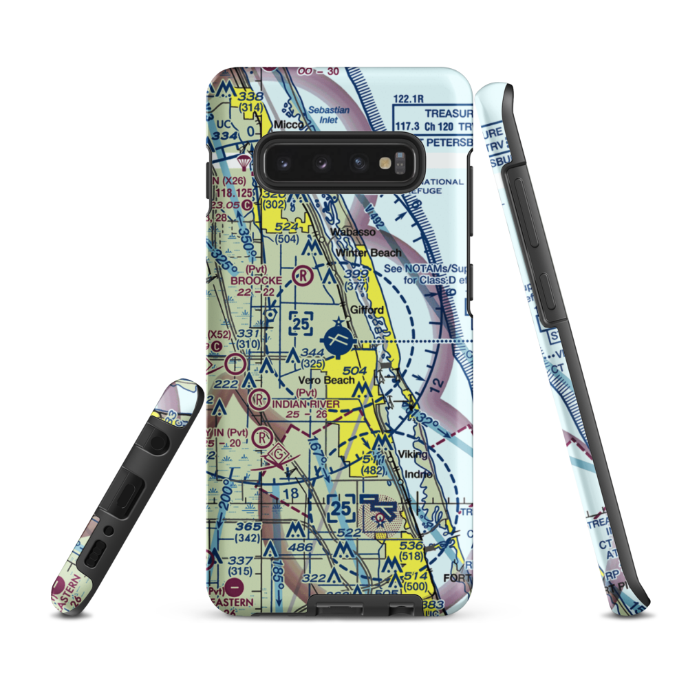 Vero Beach Regional Airport (VRB) VFR Sectional Samsung Phone Case Samsung Galaxy S10 Plus model shown