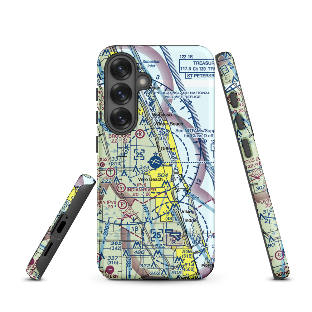 Vero Beach Regional Airport (VRB) VFR Sectional Samsung Phone Case Samsung Galaxy S25 model shown