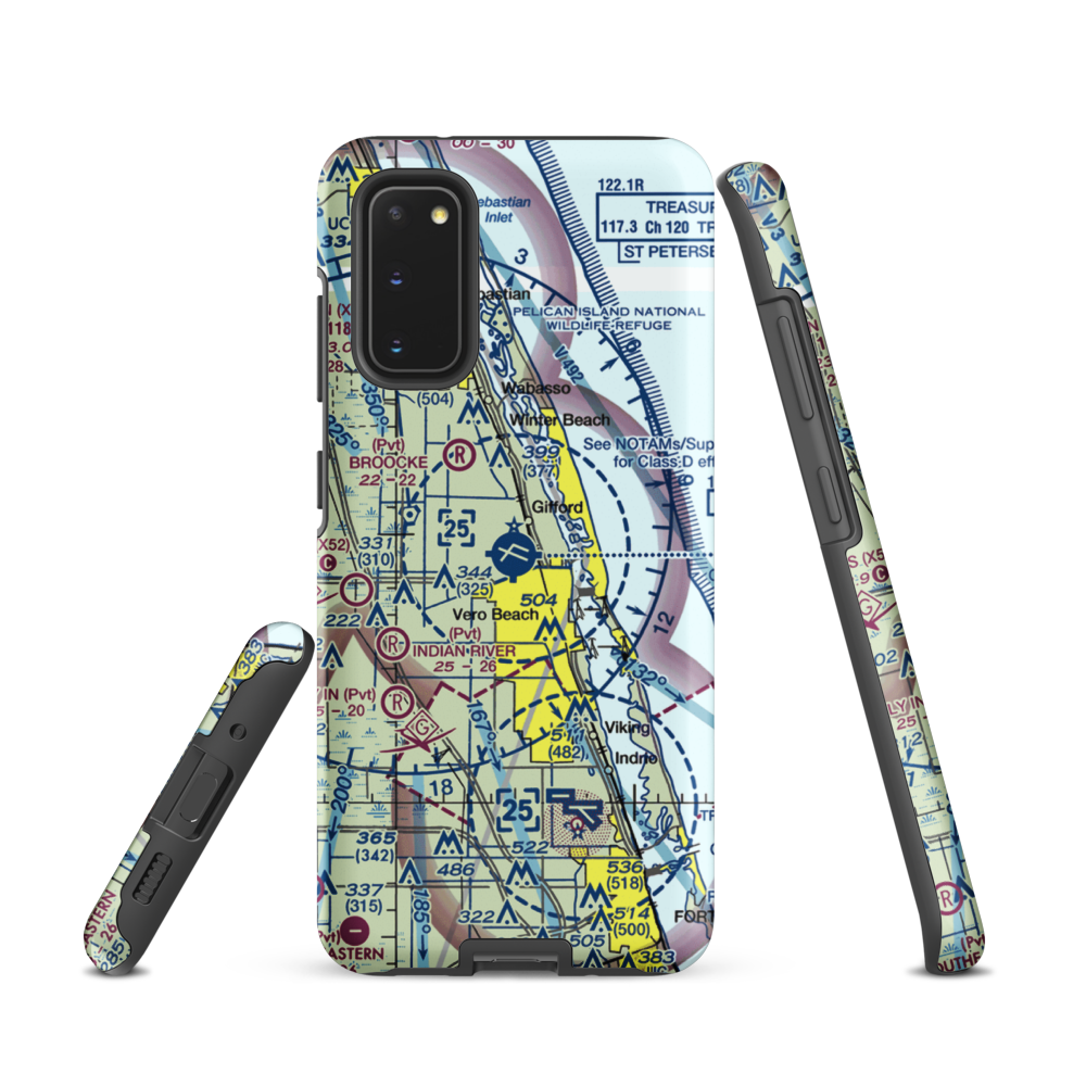 Vero Beach Regional Airport (VRB) VFR Sectional Samsung Phone Case Samsung Galaxy S20 model shown