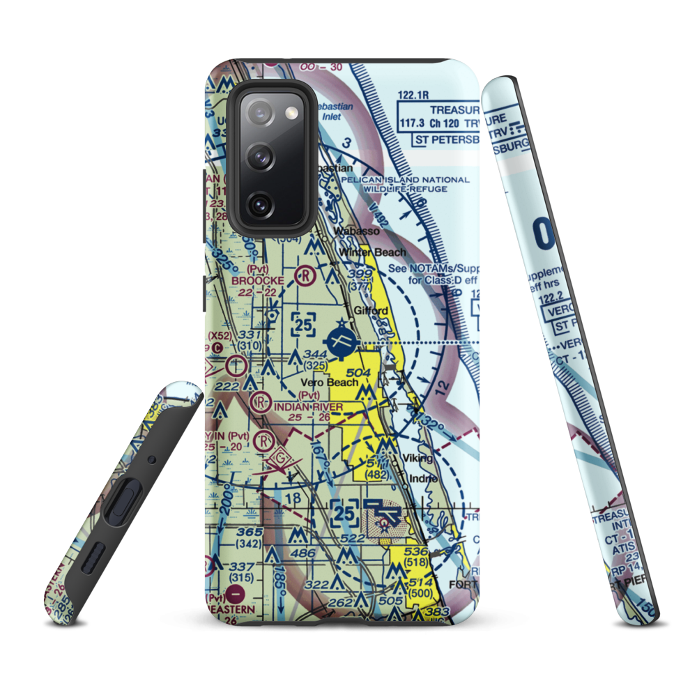 Vero Beach Regional Airport (VRB) VFR Sectional Samsung Phone Case Samsung Galaxy S20 FE model shown