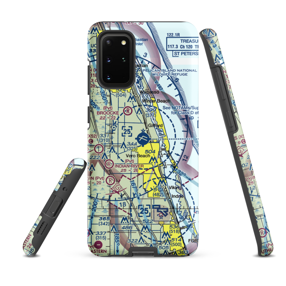 Vero Beach Regional Airport (VRB) VFR Sectional Samsung Phone Case Samsung Galaxy S20 Plus model shown