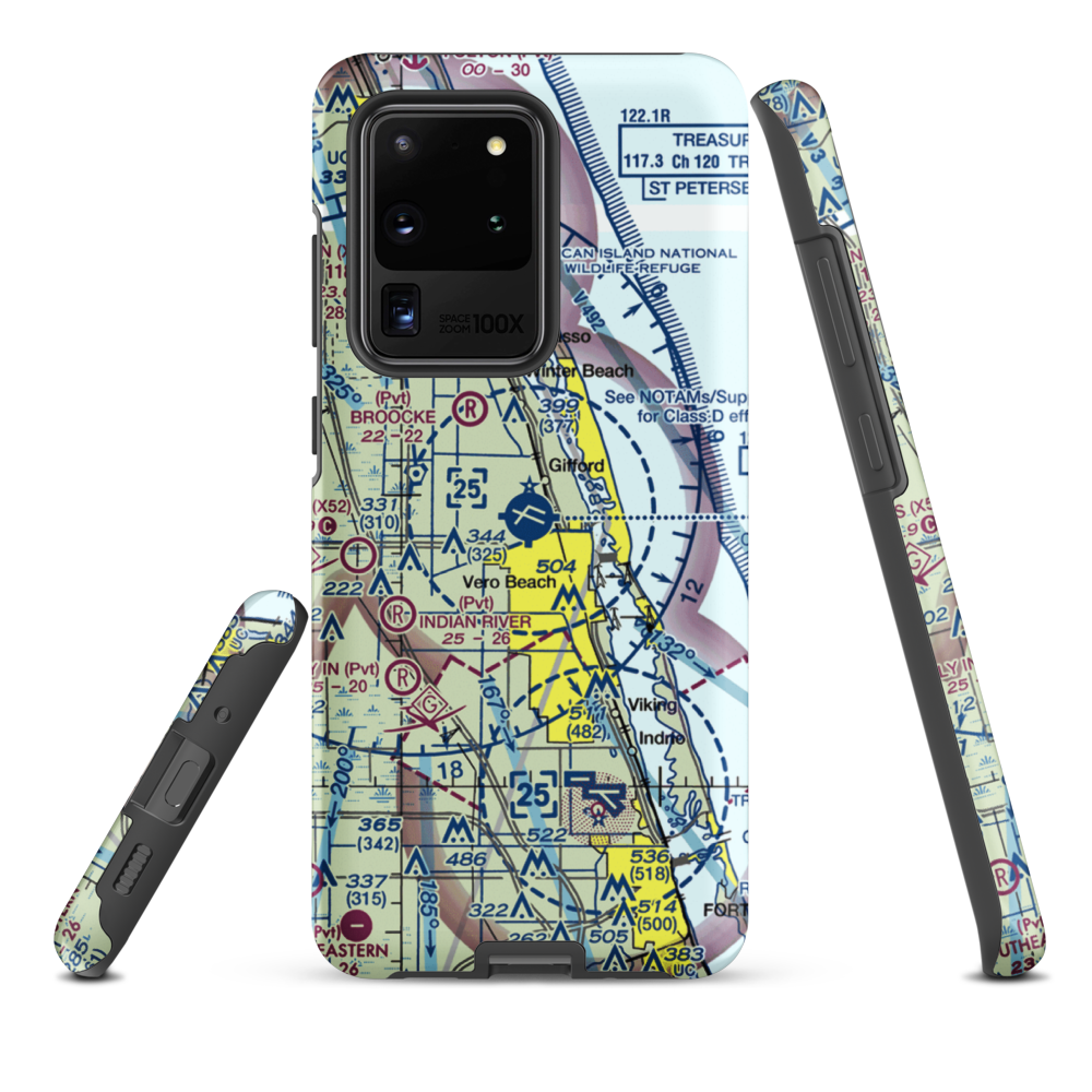 Vero Beach Regional Airport (VRB) VFR Sectional Samsung Phone Case Samsung Galaxy S20 Ultra model shown