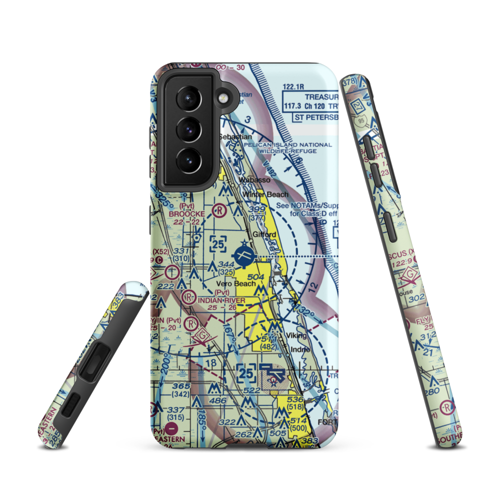 Vero Beach Regional Airport (VRB) VFR Sectional Samsung Phone Case Samsung Galaxy S21 model shown