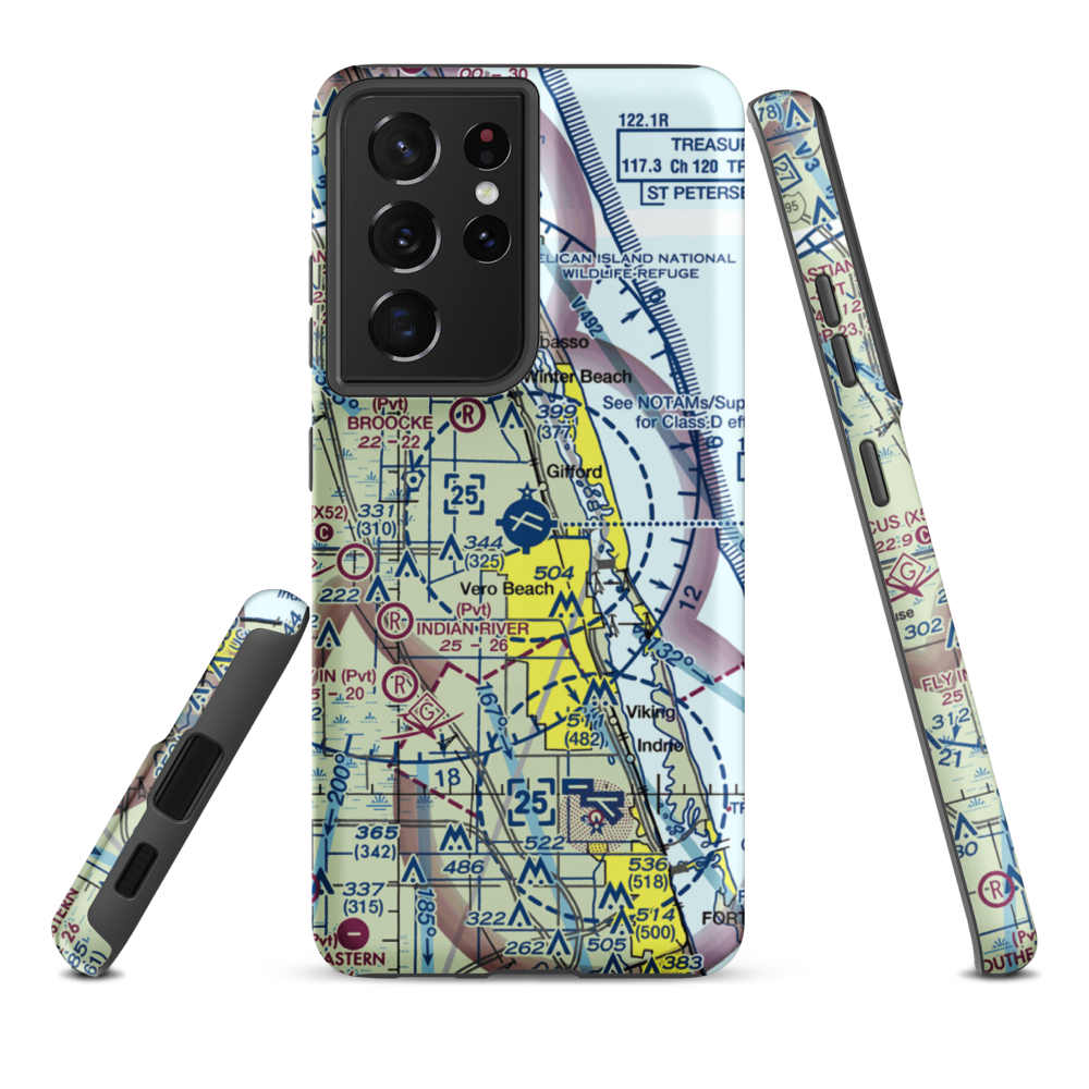 Vero Beach Regional Airport (VRB) VFR Sectional Samsung Phone Case Samsung Galaxy S21 Ultra model shown