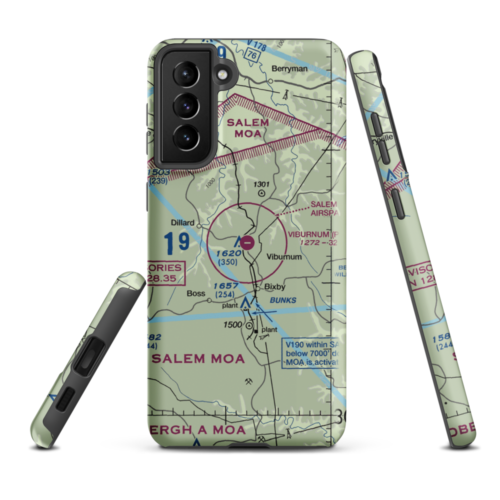 Viburnum Airport (MO84) VFR Sectional Samsung Phone Case Samsung Galaxy S21 FE model shown