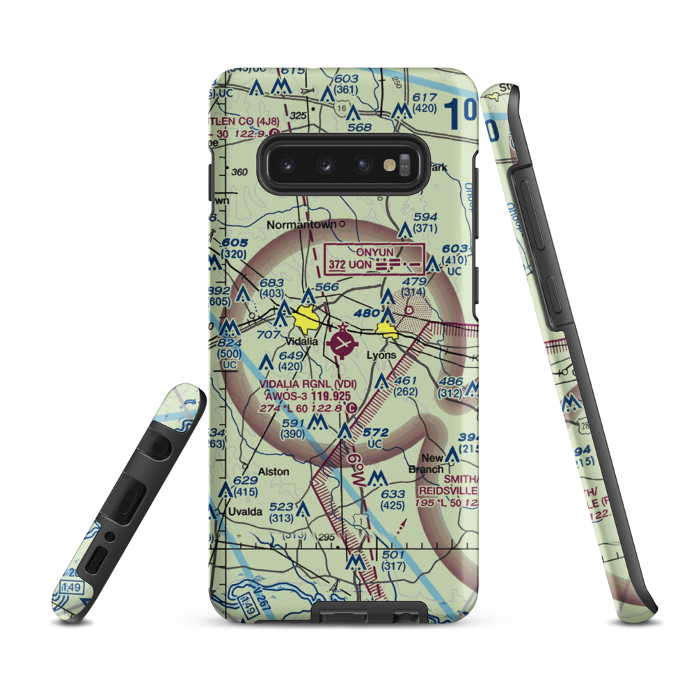 Vidalia Regional Airport (VDI) VFR Sectional Samsung Phone Case Samsung Galaxy S10 Plus model shown
