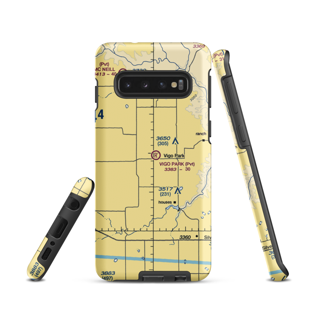 Vigo Park Airport (1TA2) VFR Sectional Samsung Phone Case Samsung Galaxy S10 model shown