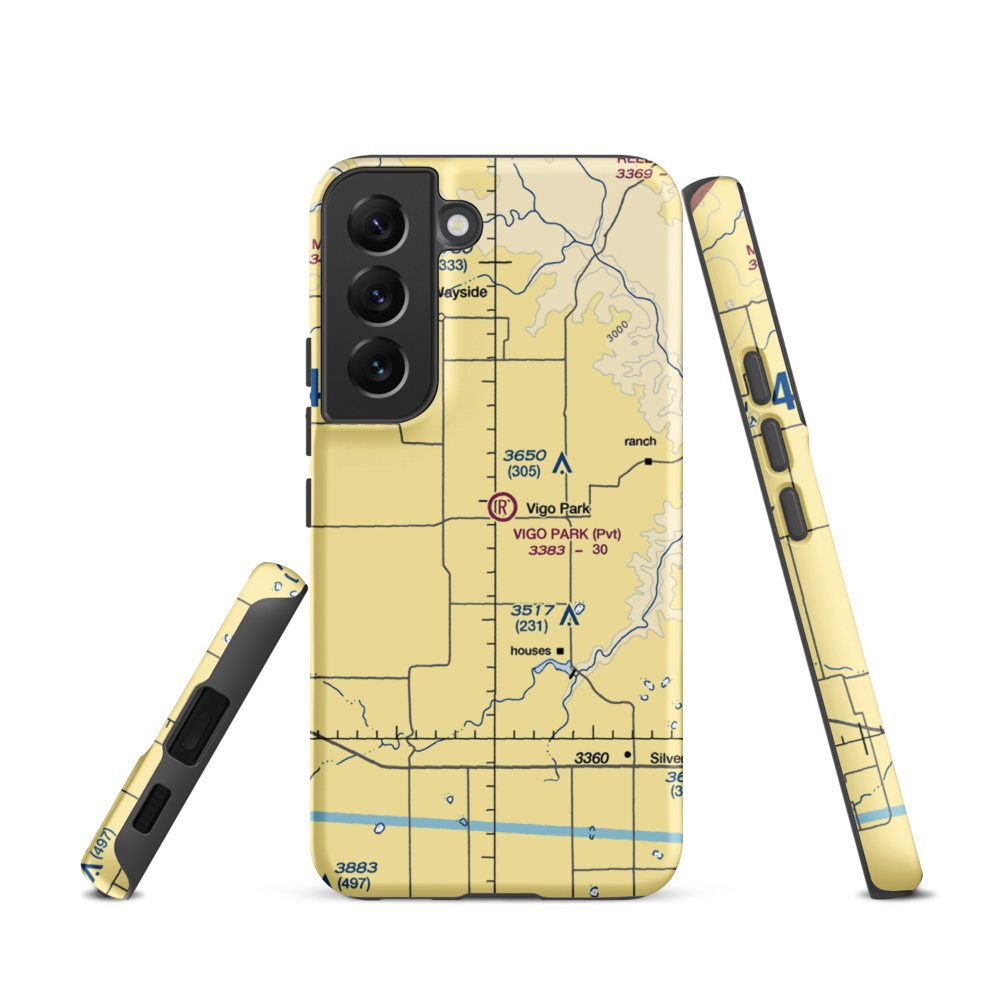 Vigo Park Airport (1TA2) VFR Sectional Samsung Phone Case Samsung Galaxy S22 model shown