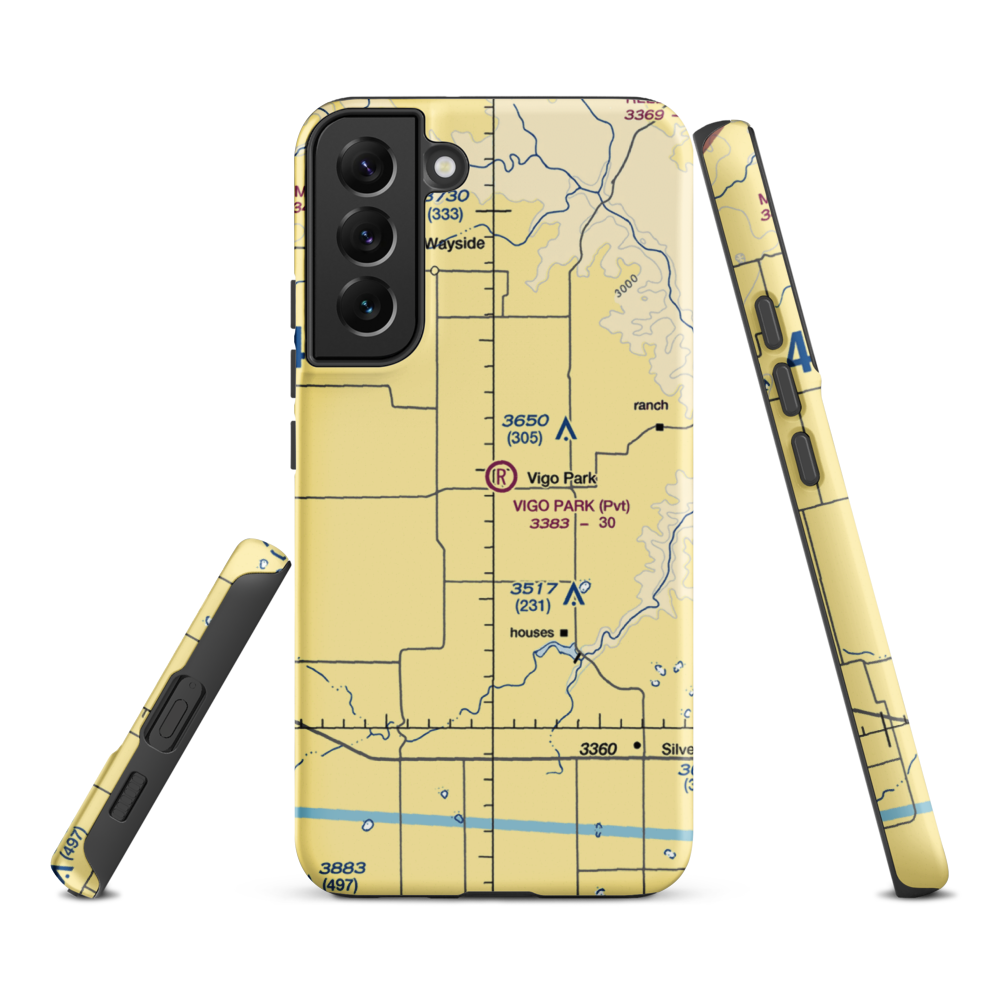 Vigo Park Airport (1TA2) VFR Sectional Samsung Phone Case Samsung Galaxy S22 Plus model shown