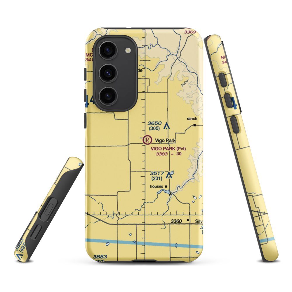 Vigo Park Airport (1TA2) VFR Sectional Samsung Phone Case Samsung Galaxy S23 Plus model shown