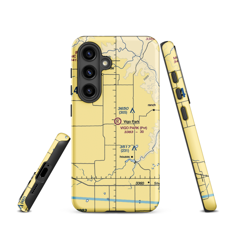 Vigo Park Airport (1TA2) VFR Sectional Samsung Phone Case Samsung Galaxy S24 model shown