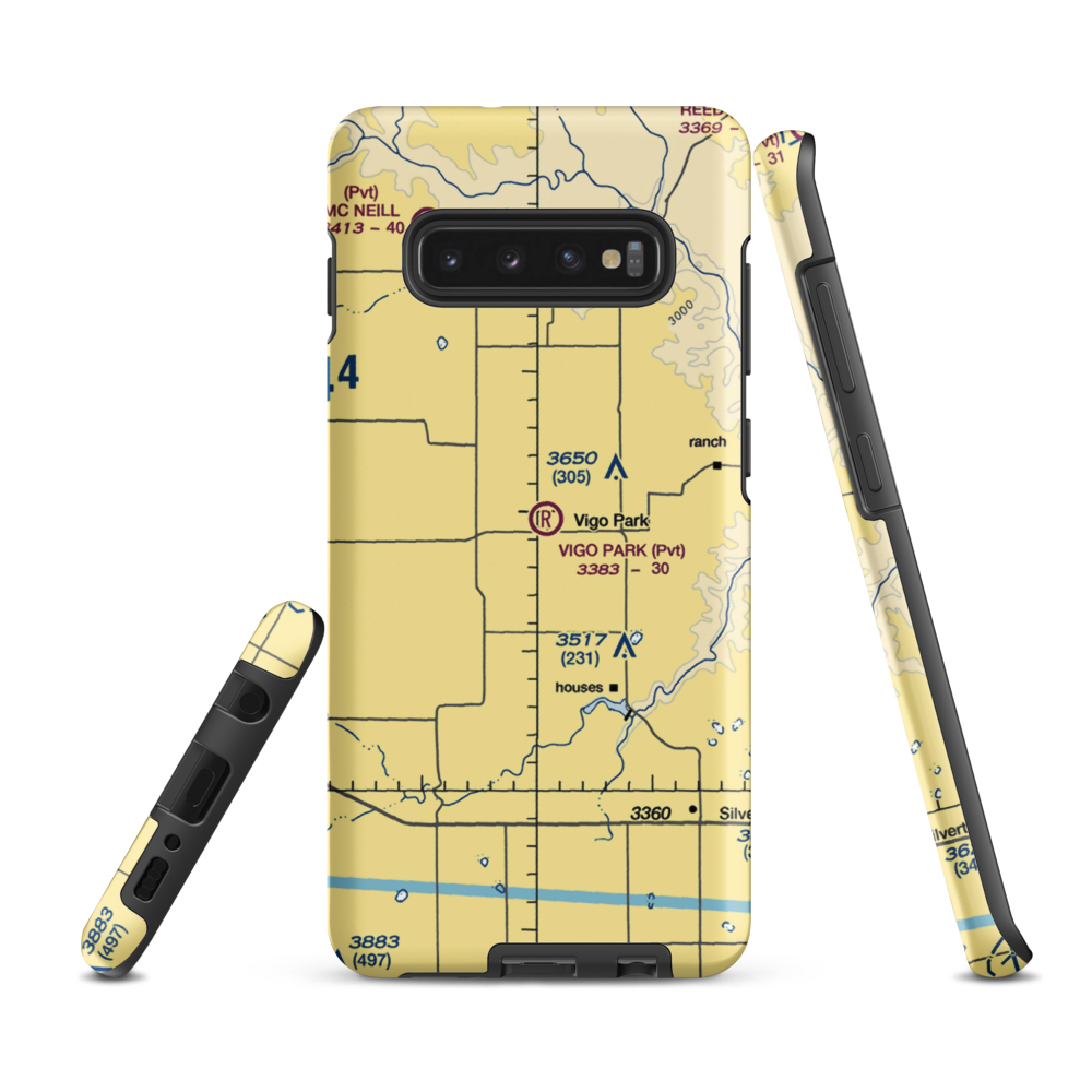 Vigo Park Airport (1TA2) VFR Sectional Samsung Phone Case Samsung Galaxy S10 Plus model shown