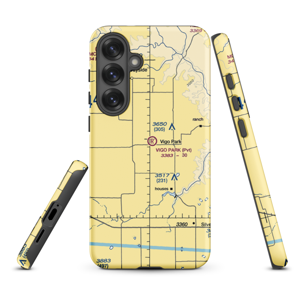 Vigo Park Airport (1TA2) VFR Sectional Samsung Phone Case Samsung Galaxy S25 Plus model shown