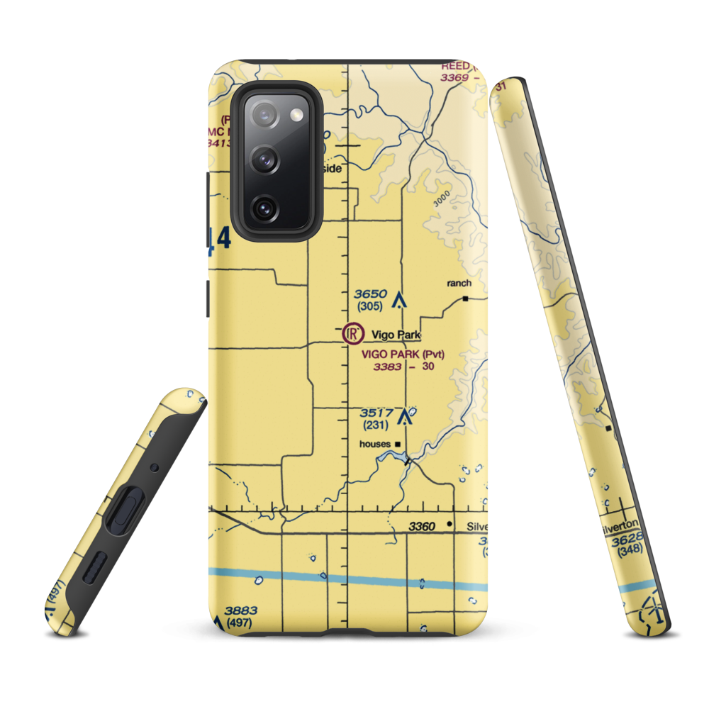 Vigo Park Airport (1TA2) VFR Sectional Samsung Phone Case Samsung Galaxy S20 FE model shown