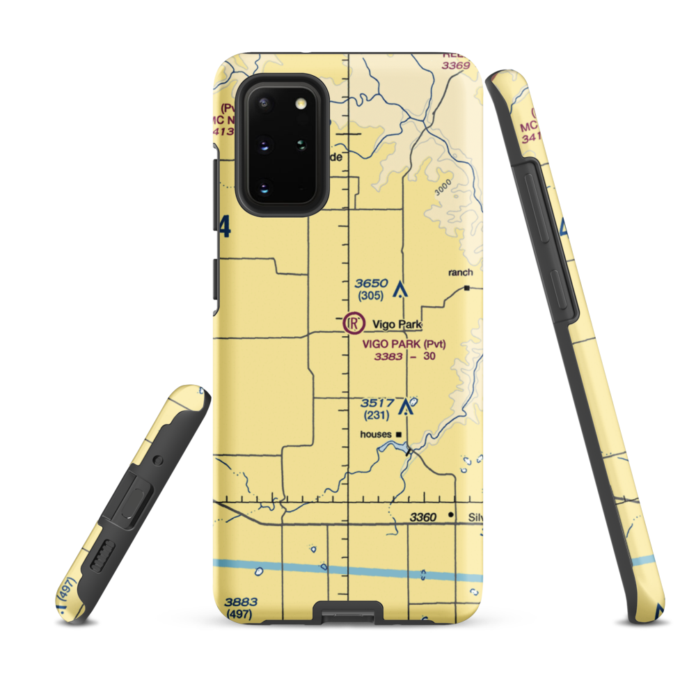 Vigo Park Airport (1TA2) VFR Sectional Samsung Phone Case Samsung Galaxy S20 Plus model shown