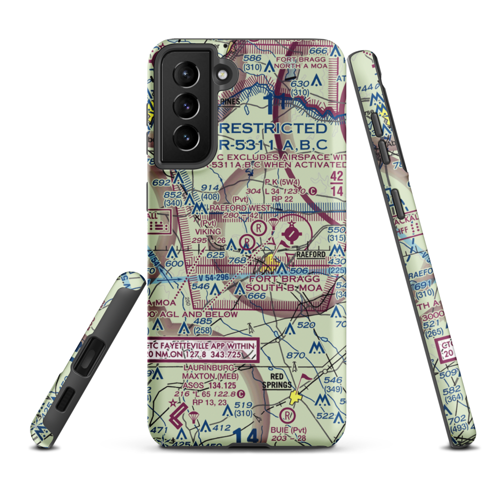 Viking Airport (94NC) VFR Sectional Samsung Phone Case Samsung Galaxy S21 FE model shown