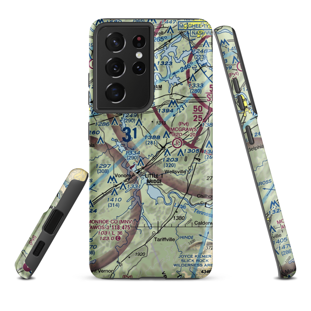 Village Airport (0TN2) VFR Sectional Samsung Phone Case Samsung Galaxy S21 Plus model shown